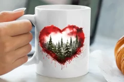 Christmas Hearts Watercolor Clipart, Christmas PNG Product Image 5