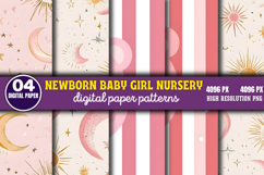Newborn Baby Girl Nursery Paper Pattern PNG Product Image 1