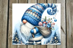 Night Christmas gnome | Xmas Watercolor tumbler designs PL Product Image 5
