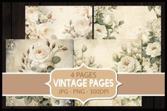 4 Vintage Roses Flower Digital Papers I Junk Journal Pages Product Image 1