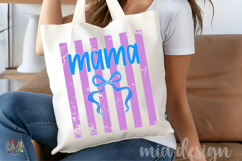Striped Mama PNG, Blue Coquette Bow Distressed Sublimation Product Image 4