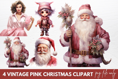 Vintage Pink Christmas Sublimation Clipart Product Image 1