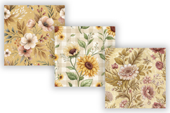 Sunflower Soft Toile Digital Paper Pack, Vintage Floral Product Image 5