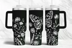 40oz Tumbler laser svg wrap|Wildflowers Butterfly Engraved Product Image 4