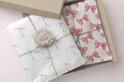 Bows Seamless Pattern Watercolor Blue Pink Red Art Print Product Image 5