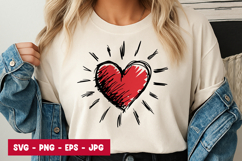 Bold Sketch Heart Radiant SVG PNG Product Image 1