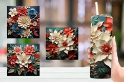Christmas Flowers Tumbler Wrap Sublimation Designs Product Image 1