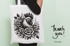 Floral Rooster Silhouette Vector Product Image 5