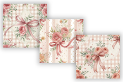 Coquette Bow Floral Digital Paper, Seamless Watercolor Product Image 5