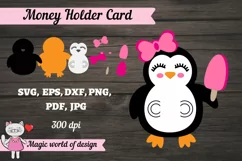 Penguin money card svg, 3d Paper cutting Template svg Product Image 2
