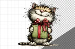 Christmas Cat PNG, Whimsical Cat Clipart Product Image 4