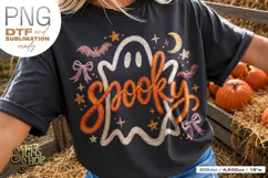 Spooky Ghost PNG DTF Faux Embroidery Girly Halloween Design Product Image 2