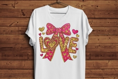 LOVE Valentine Glitter Bow Sublimation PNG | Pink &amp; Gold Product Image 4
