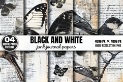 Black and White Junk Journal Paper Patterns PNG Product Image 1