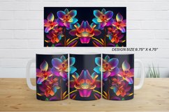 3D Crystal Orchid Flower Neon | Mug sublimation design Product Image 8