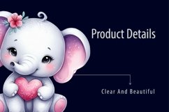 Watercolour valentine&#039;s Elephant Clipart Product Image 5
