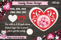 Valentine's day gift , red heart candy dome paper craft svg, Product Image 1