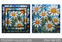 Daisy Stained Glass Card. Stained Glass Flowers Card Design Product Image 1