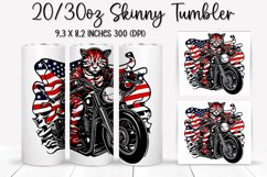 Cat Ride An American Flag - Tumbler Sublimation Design Product Image 1