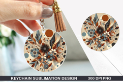 Flower Keychain Sublimation - Autumn Keychain PNG Design Product Image 1