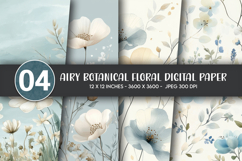 Airy Botanical Floral Digital Paper Product Image 1