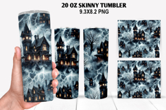 House Skinny Tumbler 20oz Wrap Design, Halloween Tumbler Product Image 1