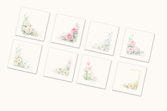 Watercolor Floral Corner Clipart - 24 Product Image 3