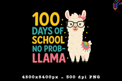 100 Days of School No Probllama Cute Llama Design Product Image 1