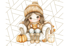Pumpkin Spice Chibi Girls, Fall Accessories PNG, Cozy Autumn Product Image 5