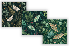 Magical Forest Moth Seamless Pattern, Evergreen Botanical Product Image 4