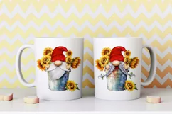 Watercolor Gnome Holding Sunflowers in Bucket Illustration Product Image 5