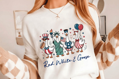 Patriotic Funny Goose PNG T-Shirt|4th of July PNG Sublimatio Product Image 11