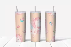 Unicorns sublimation design. Skinny tumbler wrap design Product Image 5