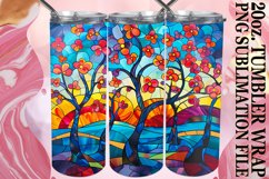 20oz Tumbler Wraps: Colorful Stained Glass Trees Product Image 1