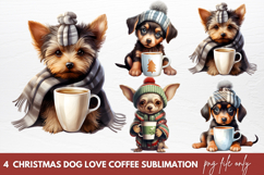 Christmas Dog And Coffee Clipart Sublimation Christmas Dog Product Image 1