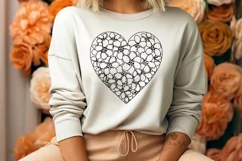 Heart With Plumeria Flowers Line Art SVG PNG Product Image 3