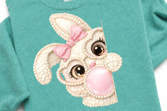 Pearl Bunny PNG, Easter Bunny Outline PNG, Happy Easter PNG Product Image 1