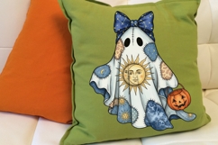 Celestial Patchwork Ghost Sublimation PNG, Boho Ghost Png. Product Image 5