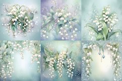 Watercolor lily of the valley printable digital papers Product Image 5