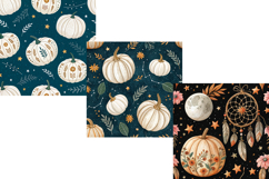 Boho Moon and Pumpkin Star Seamless Pattern, Digital Paper Product Image 5