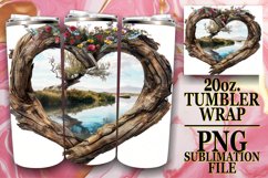 Rustic Heartwood Tumbler Wrap Sublimation - Floral View Product Image 1