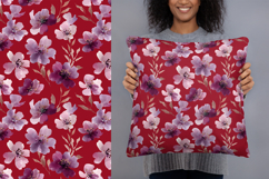 Delicate Sakura Flowers Purple Watercolor Seamless Pattern Product Image 4