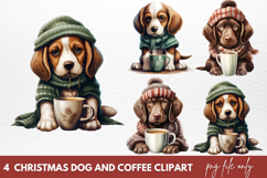 Christmas Dog And Coffee Clipart Sublimation Christmas Dog Product Image 1