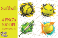 Softball Clipart PNG with Team Color Paint Splash Design Product Image 1
