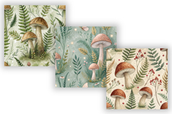 Watercolor Mushroom Seamless Patterns, Woodland Forest Product Image 4