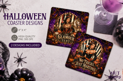 Witch Vintage Carnival Halloween decor square Coaster Product Image 1