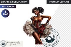 French Cancan cabaret Girl Clipart PNG, Burlesque woman Product Image 1