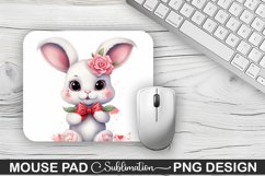 Valentine Bunny Sublimation Mouse Pad PNG Design Product Image 1