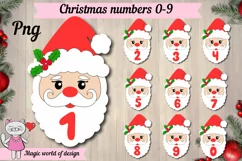 Christmas Numbers and santa Png sublimation design Product Image 2