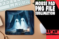 Adorable Ghost Halloween Mouse Pad Design PNG Product Image 1
